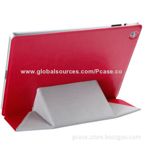 Folio Leather Cases for iPad 2 with Sleep and Wake Up Functions, UV/Rubber Coating
